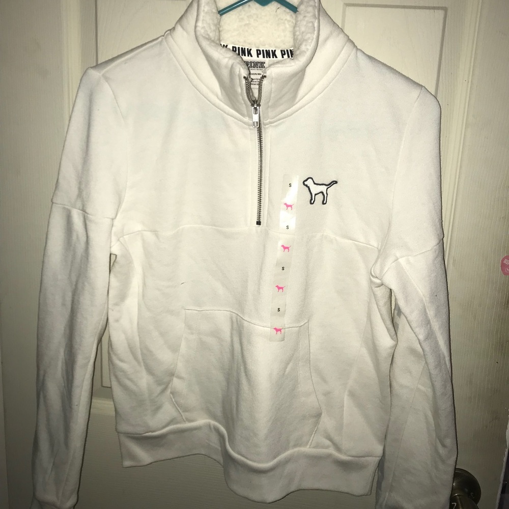 PINK- white quarter zip